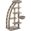 Vildo Arched Ladder Cat Tree 5 Platform with Hanging Basket 130 cm Greige - Product view