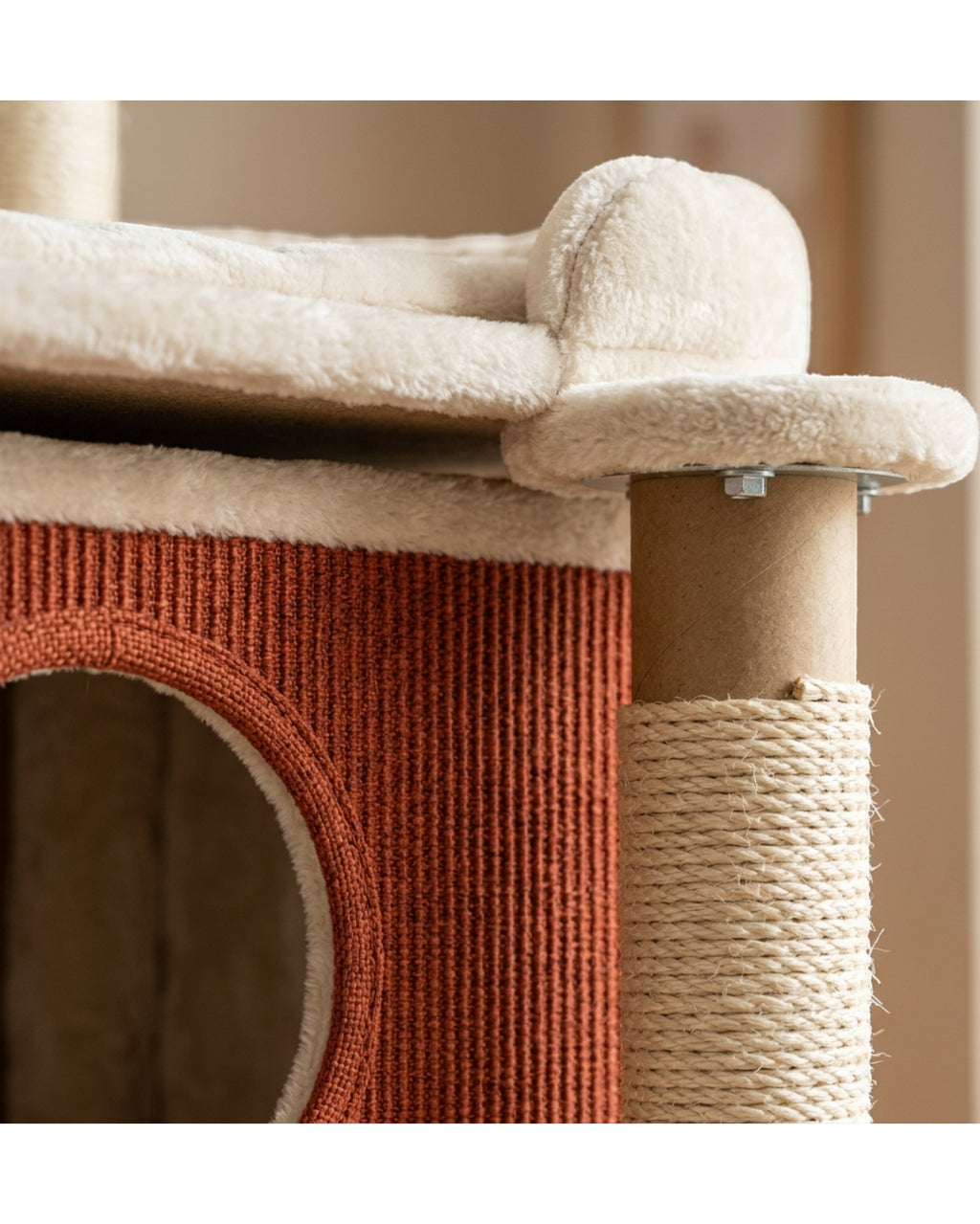 Vildo Double-Condo Cat Tower 6 Platform 160 cm Terracotta Cream - Detail view