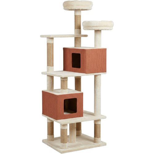 Vildo Double-Condo Cat Tower 6 Platform 160 cm Terracotta Cream - Product view